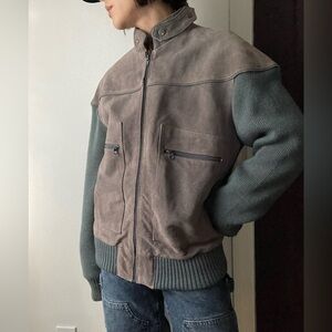 Vintage 90’s bomber style suede and knit jacket